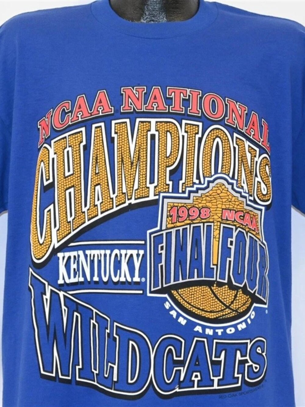 Vintage 1998 Kentucky Wildcats NCAA National Champions Final Four T Shirt Blue